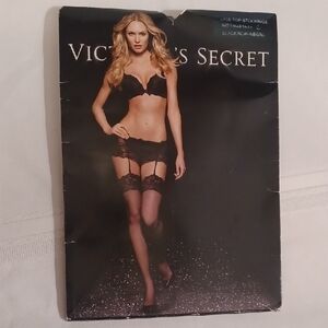 Victoria's Secret Black Lace Top Stockings